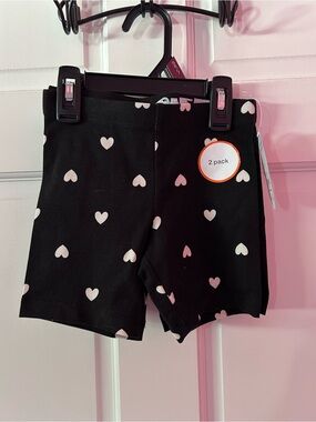 wonder nation Black Shorts with Light Pink Heart Print